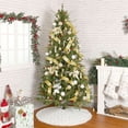 thumbnail image 4 of BadPiggies Christmas Tree Skirt, 36 Inches Faux Fur White Xmas Tree Skirt Plush Mat Snowflake Embroidery Decorations, 4 of 7