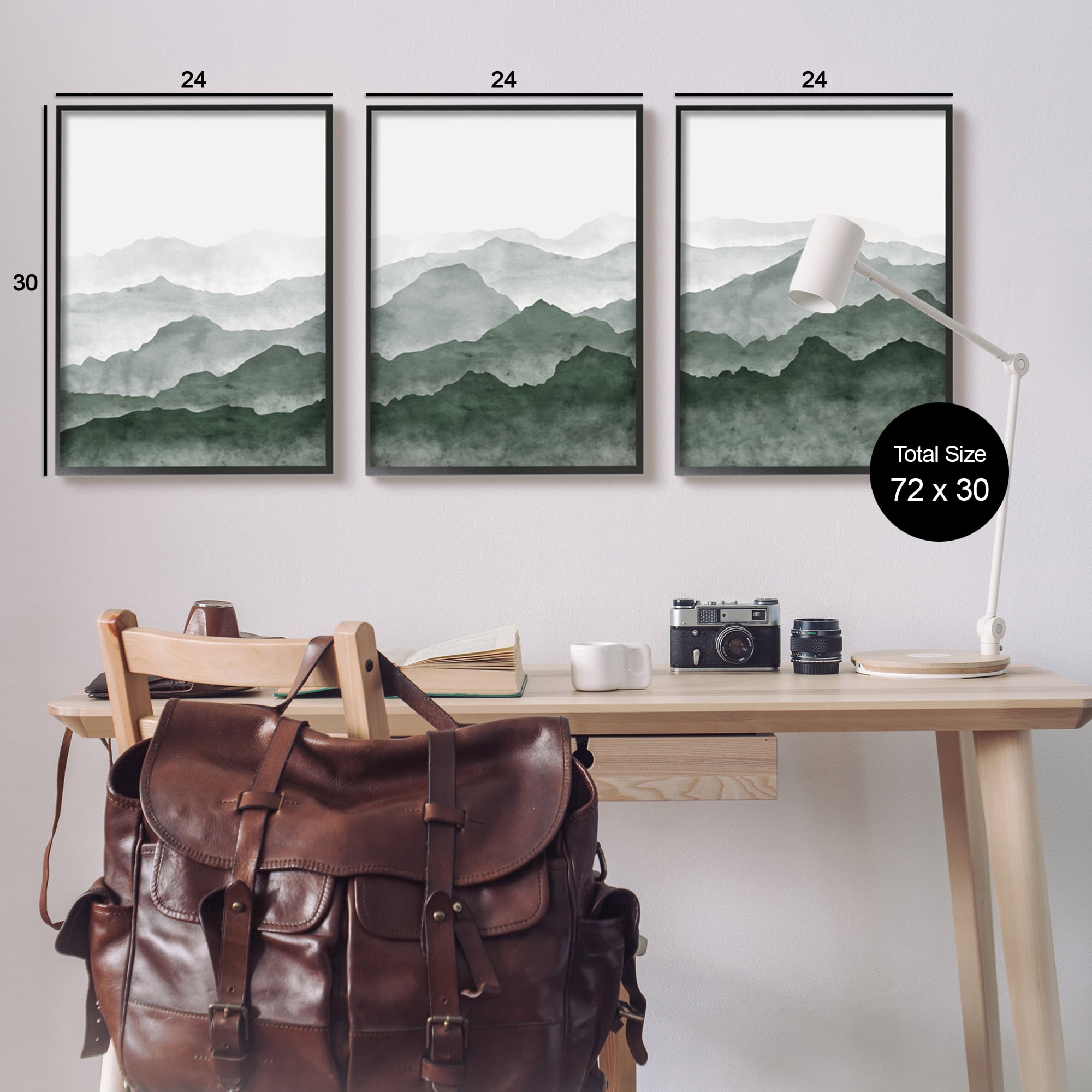 Stupell Sage Hills Mountain Nature View Landscape Painting Black Framed Art Print Wall Art, Set of 3