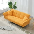 thumbnail image 3 of AENKYO 70-in Teddy Velvet Foldable Futon Sofa Bed, 3-in-1 Adjustable Sleeper Couch, Yellow, 3 of 10