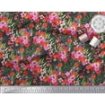 thumbnail image 3 of Soimoi Black Poly Georgette Fabric Laceleaf & Macaw Parrot Bird Decor Fabric Printed BTY 52 Inch Wide, 3 of 3