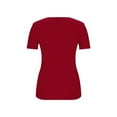thumbnail image 1 of Felirenzacia Women's Short Sleeves Ribbed Slim Fit Basic Tees Casual Short Sleeve V Neck Summer T Shirts Tops with Built in Bra Red,M, 1 of 1