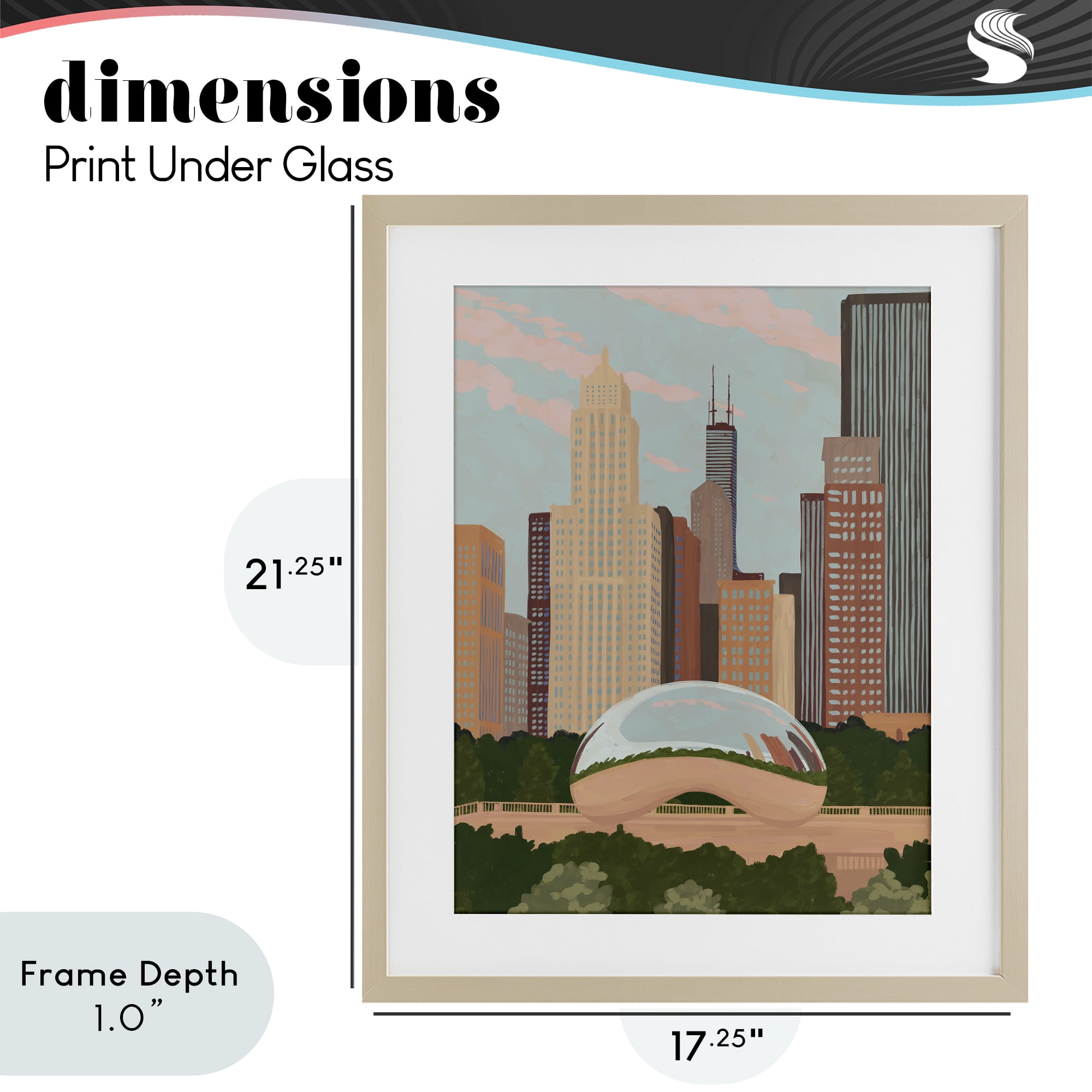 Stupell Industries Chicago Bean Cityscape Birch Framed Print Under Glass, design by Veronica Lara