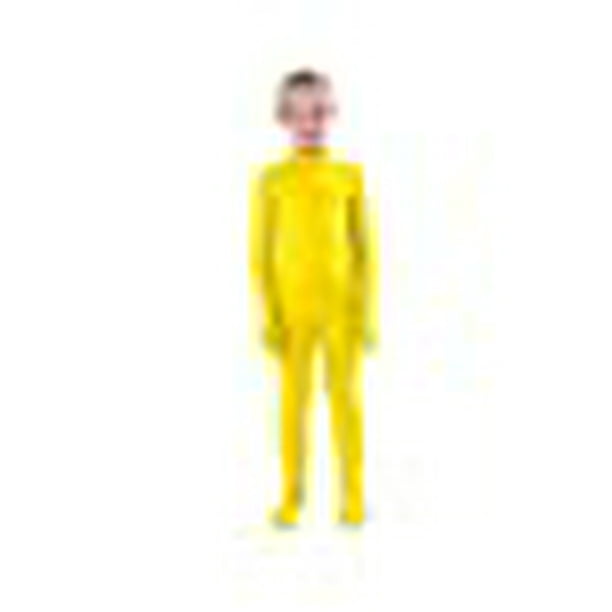 Adult Yellow Front Zip Shiny Spandex Unitard Jumpsuit Bodysuit Dancewear  Kung Fu Martial Art Costume