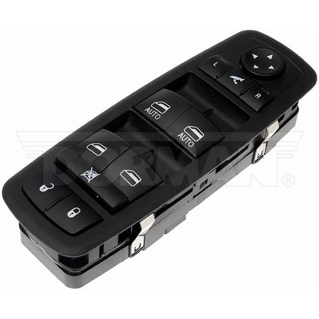 Dorman Power Window Switch 901-466 OE Solutions; OE Replacement; Illuminated; 11 Button; Plastic; 11 Male Blade Pin Terminal; Black; One Touch Up And Down; With Power Folding Mirrors; Boxed