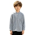 thumbnail image 4 of Fozruso Boys Striped Long Sleeve Shirt Soft Breathable Button Up Shirts for Toddler and Kids Daily Wear, 4 of 6