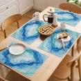 thumbnail image 5 of Teal Blue Ombre Marble Placemats Set of 12 Abstract Art Marble Fluid Place Mats Indoor Wipeable Table Mats Washable Cloth Dining Table Placemats for Kitchen Holiday Party Home Decor 13x19 Inch, 5 of 9