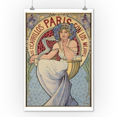 Los Cigarillos Paris Vintage Poster (artist: Mucha, Alphonse)  c. 1897 (9x12 Art Print, Wall Decor Travel