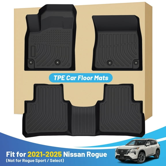 Black Floor Mats Liners Replacement for Nissan Rogue 2021 2022 2023 Heavy Duty All Weather Guard Front Rear Auto Carpet-Custom Fit-Tough/Durable/Odorless