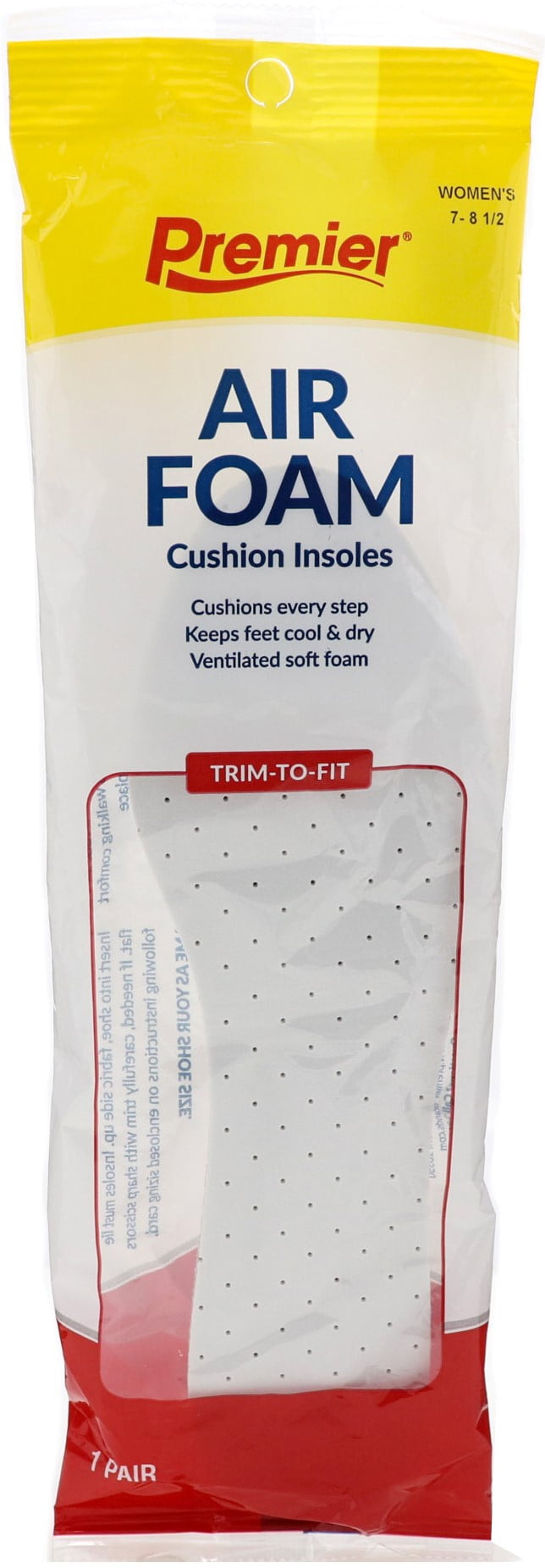 Premier Air Foam Cushion Insoles for Women [size 78 1/2] 1 pair (Pack