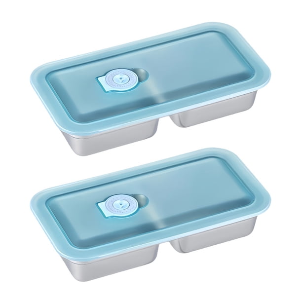 Yuarrent Fiambrera bento de acero inoxidable para mantener la frescura, compacta y fácil de transportar. Ideal para picar y llevar frutas. Mostrada doble celosía