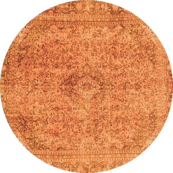 Ahgly Company Indoor Round Abstract Orange Modern Area Rugs, 3' Round