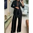 thumbnail image 3 of Women'S Fall Spring 2 Piece Blazer Outfits Business Casual Oversized Jacket Wide Leg Work Pants Dressy Suit Set Black XL, 3 of 8