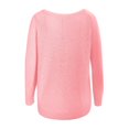 thumbnail image 4 of iOPQO sweaters for women Womens Off Shoulder Tops Long Sleeve Knit Shirt Crew Neck Pullover Sweater Jumper Tops Casual Warm Sweater Women's Pullover Sweater Pink XL, 4 of 6