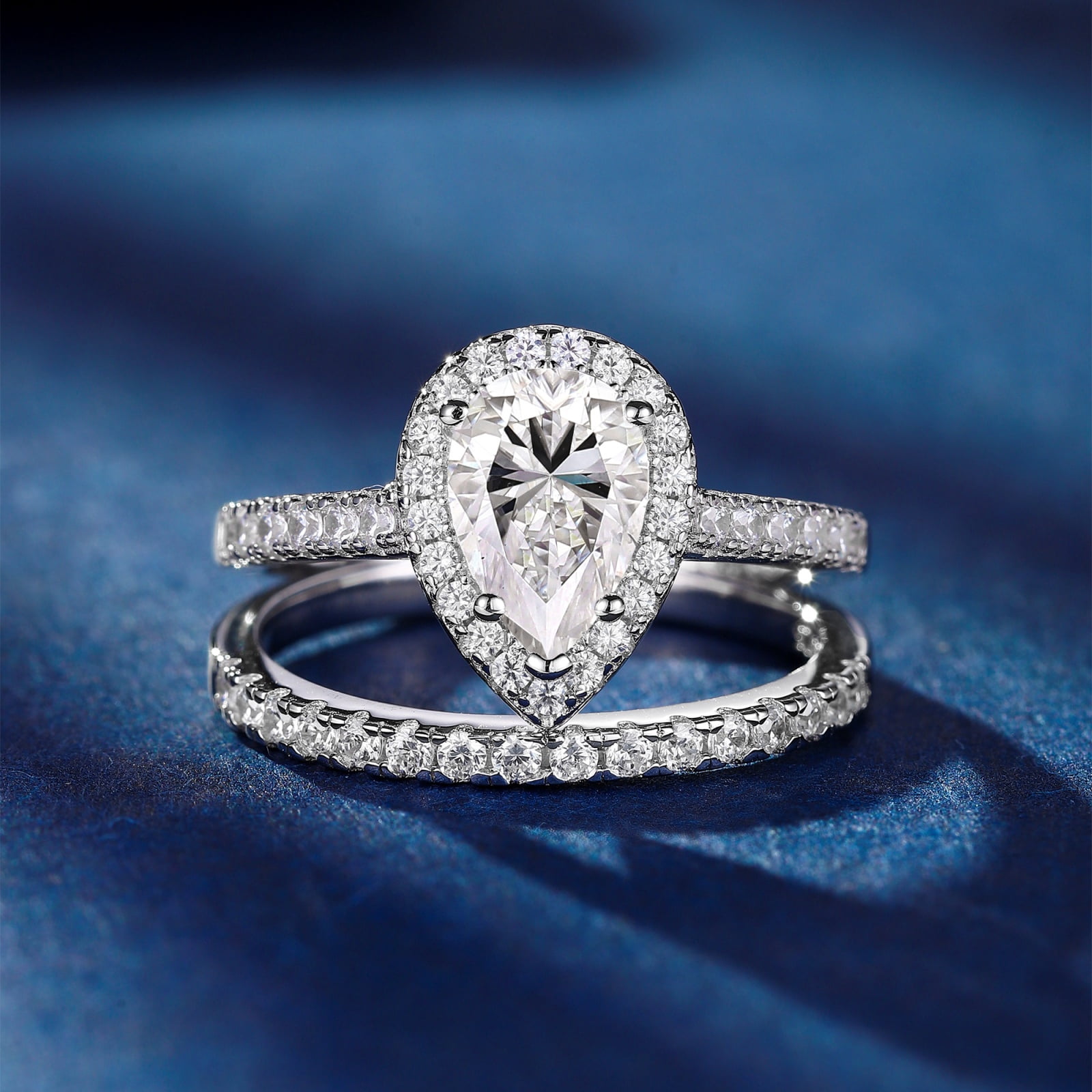 SFTING 925 Sterling Silver Bridal Engagement Wedding Rings Sets for Women Halo Zirconia Size 6