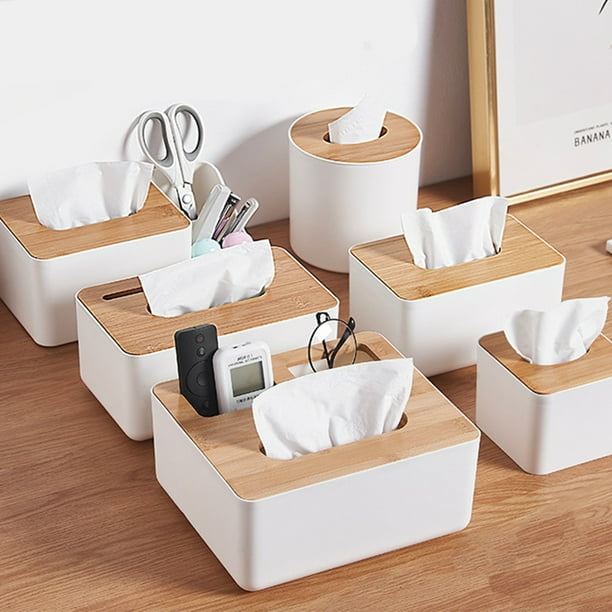 Rectangular tissue box cover wood discount