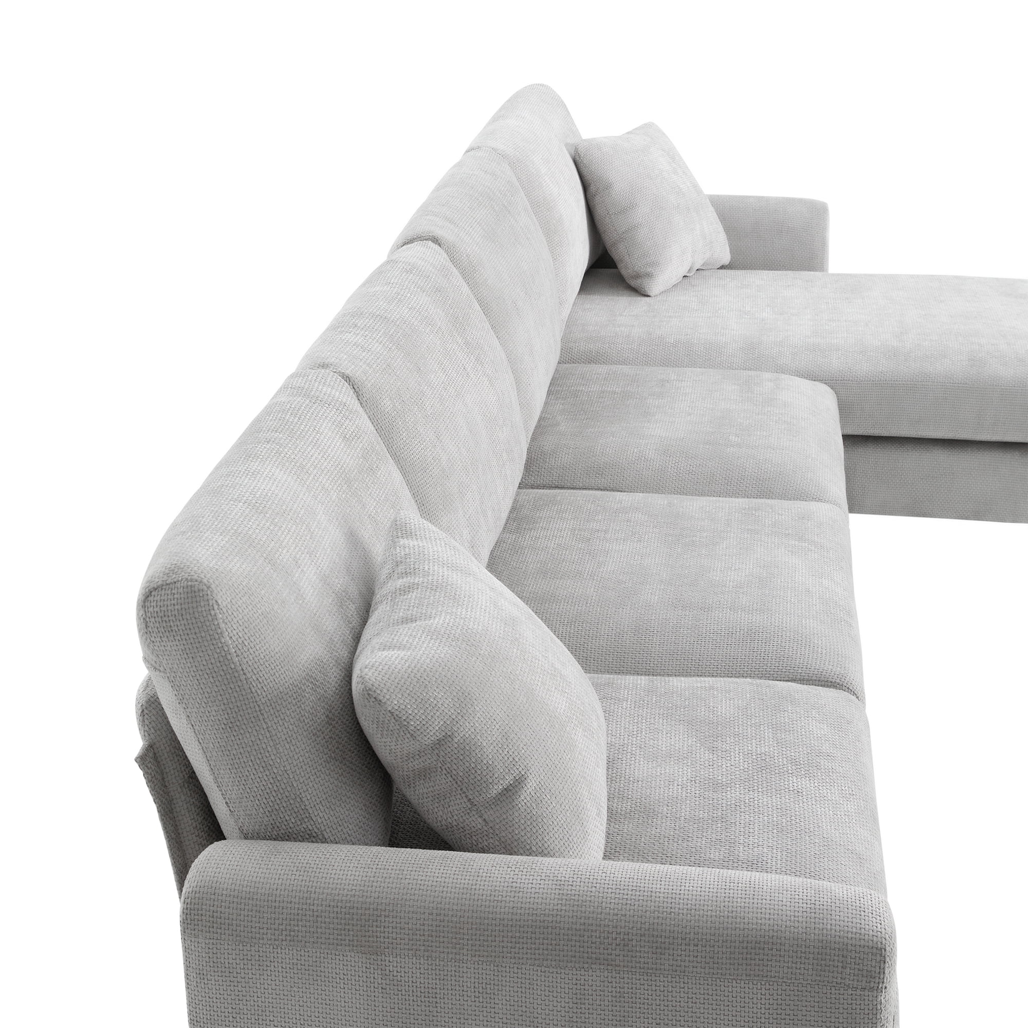 MAYEERTY 119x55" Modern Oversized Sectional Sofa - L-Shaped 5-Seat Chenille Couch with 2 Free Pillows/Chaise for Living Room/Apartment, 2 Colors