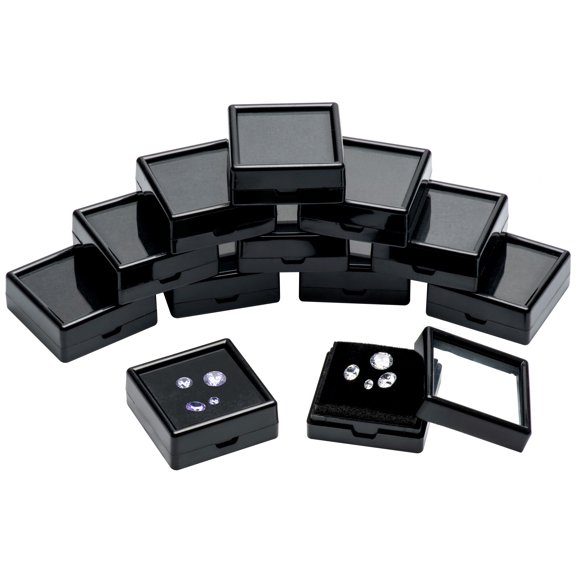 12 Pack Gemstone Display Box Jewelry Container with Clear Top Lid