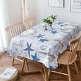 thumbnail image 1 of Rectangle Ocean Starfish Tablecloth Waterproof Stainproof Undersea Shell Seahorse Beach Coastal Nautical Anchor Washable Polyester Cloth, WrinkleFree Fabric for Dining, 1 of 6