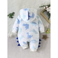 thumbnail image 3 of Suealasg Newborn Baby Boy Plush Snowsuit Long Sleeve  Dinosaur Fleece Hooded Romper Jumpsuits 3 6 9 12 18 Months Infant Boy Winter Warm Outwear Clothes, 3 of 8