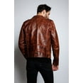 thumbnail image 2 of Brown Distressed Motorcycle Jacket With Asymmetrical Zipper Closure Mens Brown Leather Motorcycle Jacket Brown Leather Biker Jacket For Men size S, 2 of 4