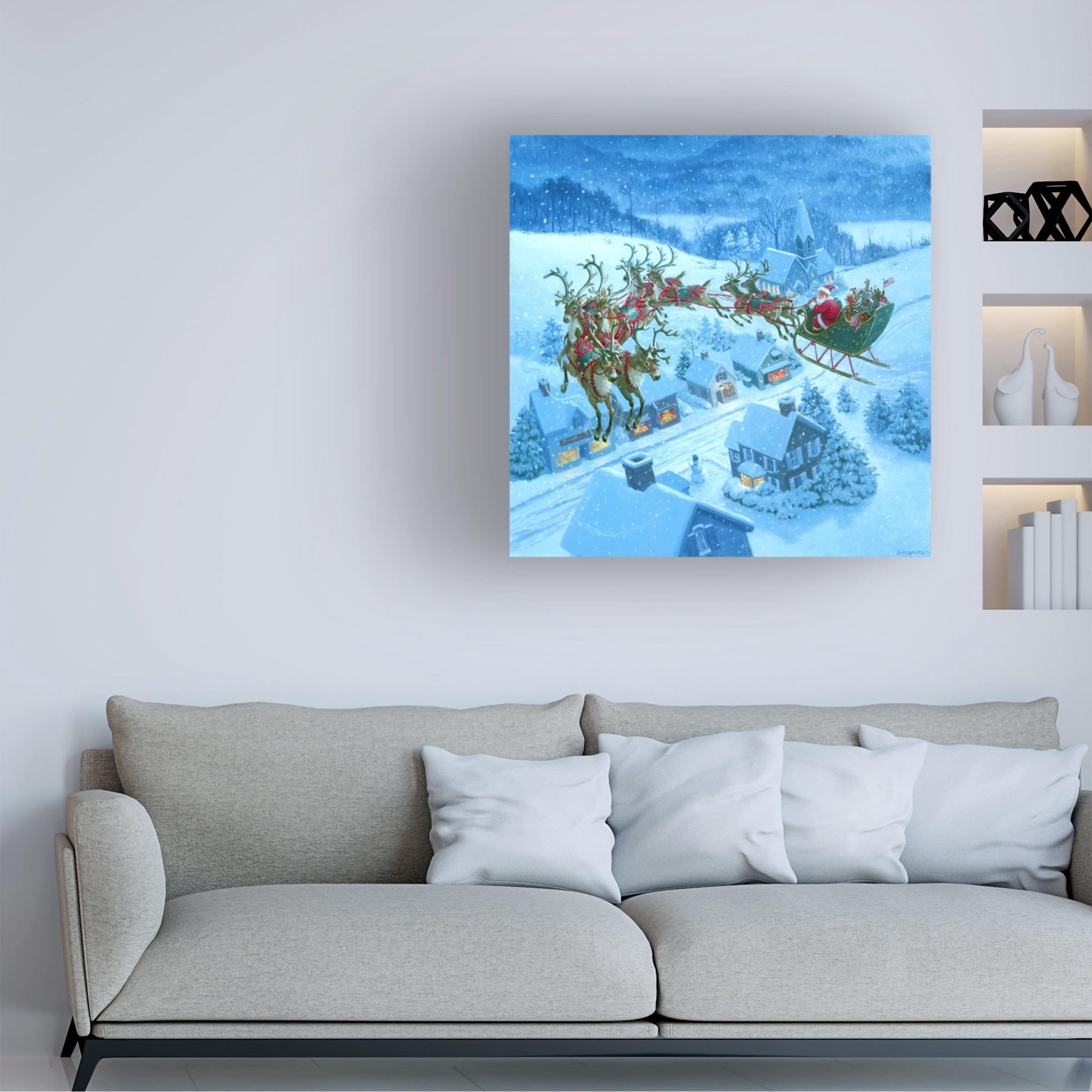 Ruth Sanderson 'Santa Over Rooftops' Canvas Art