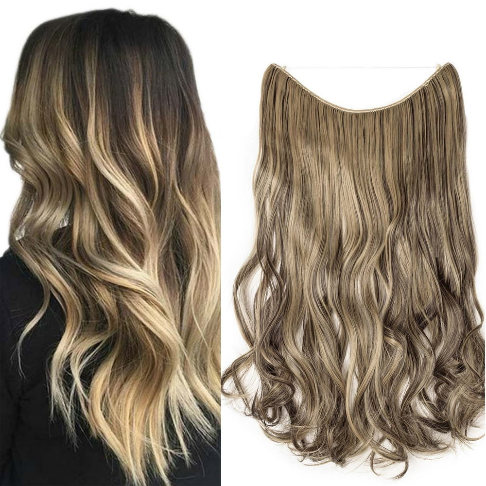 Snoilite Synthetic Invisible wire flip in hair extension full head as natural Curly Wavy sandy
