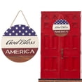 thumbnail image 1 of Letrero para puerta, 4 de julio Día de la Independencia Patriótico para decoración de puerta delantera, colgador de puerta de madera para porche exterior, corona de madera para decoración de pared, 1 of 6