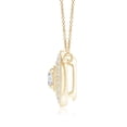 thumbnail image 3 of ANGARA Natural 0.16 Ct. Diamond Halo Pendant Necklace in 14K Yellow Gold for Women with 18 Inch Chain, 3 of 9