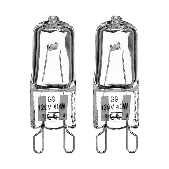 G9 Halogen Bulb 120V 40W Halogen Bulbs 500-600LM 2Pcs-Clear Mini G9 Lamps 2Pin 1.6" Non-Dimmable 2700-3000K 100CRI for Landscape Lighting Chandeliers Desk Lamp Cabinet RV Lighting