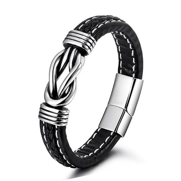 JO WISDOM Men's Stainless Steel Leather bracelet, bracelet, handcrafted by senior craftsmen, men's leather bracelet