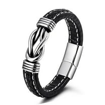 JO WISDOM Men's Stainless Steel Leather bracelet, bracelet, handcrafted by senior craftsmen, men's leather bracelet