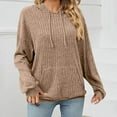 thumbnail image 2 of Women's Hoodies Cable Knit Sweatshirt with Hooded Blouse Trendy 2025 Fall Winter Outfits Clothes Hooded Pullover Thin Sweater with Pocket, 2 of 6