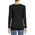 thumbnail image 3 of Oh! Mamma Maternity Long Sleeve Side Ruched T-Shirt with Scoop Neck (Women's & Women's Plus), 3 of 6