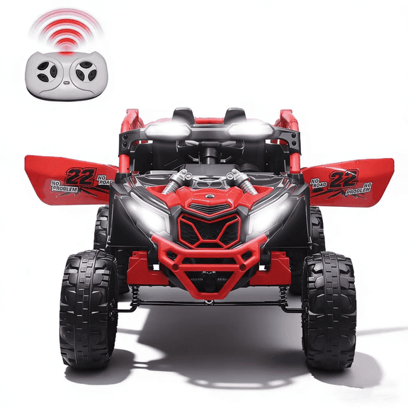 Cirayno 2 Seater Ride on Car for Kids Age 3 4 5 6 7 8 Years, 24V UTV with Remote Control, Lights & Music, Up to 5 MPH, 400W Fun Electric Car Toys Gifts for Birthday Christmas, Red