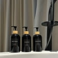 thumbnail image 3 of Shampoo and Conditioner Dispenser Set of 3, Refillable Plastic Shampoo Pump Bottles 16.9oz, Empty Body Wash Dispenser for Bathroom, Shower, Travel, Black, 3 of 6