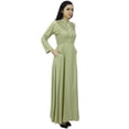 thumbnail image 3 of Bimba Women's Long Sleeve Maxi Mandarin Collar Plain Jilbab Dress With Pockets, 3 of 5