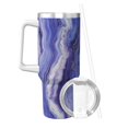 thumbnail image 2 of 40zo Ice Bar Cup With Handle Double Insulation Large Capacity Rust Prevention For Daily Travel And Other Scenes Blueviolet Marble_3, 2 of 8