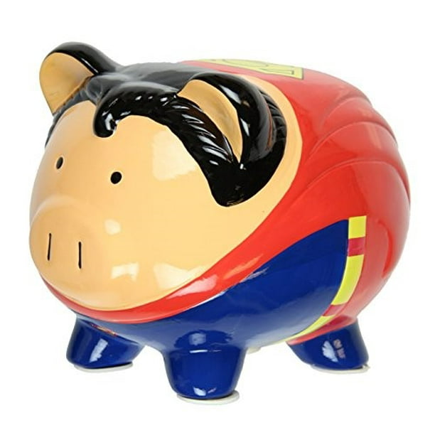 DC Comics SUPERMAN Pig Piggy Bank Coin Bank Ceramic Safe
