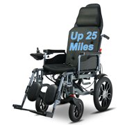 Mihayo Lightweight Folding Electric Wheelchair,25 Miles Travel Range Portable Motorized Reclining Mobility Chair,All Terrain Power Foldable Chair for Adults/Seniors Home,Steel,Gray
