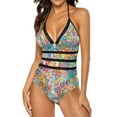 thumbnail image 2 of Flower Power Swimsuit Sexy Floral Print One Piece Swimwear Push Up Swimsuits Trd Holiday Rave Beach Outfits, 2 of 7