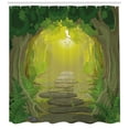 thumbnail image 3 of Ambesonne Forest Shower Curtain, Pathway Trees, 69"Wx70"L, Fern Green Yellow, 3 of 3