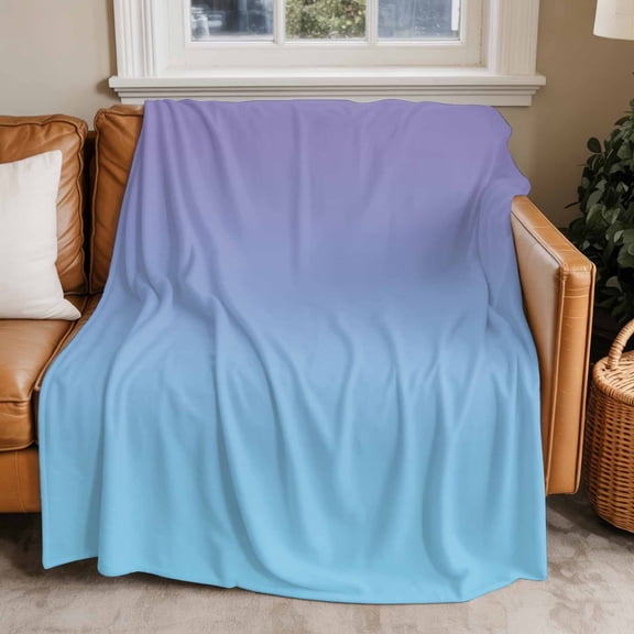 Throw Blanket for Couch Ombre Purple Soft Fleece Flannel Blankets Cozy Lightweight Blanket for Home Sofa Living Room Gradient Blue Bed Throws 30" x 40"