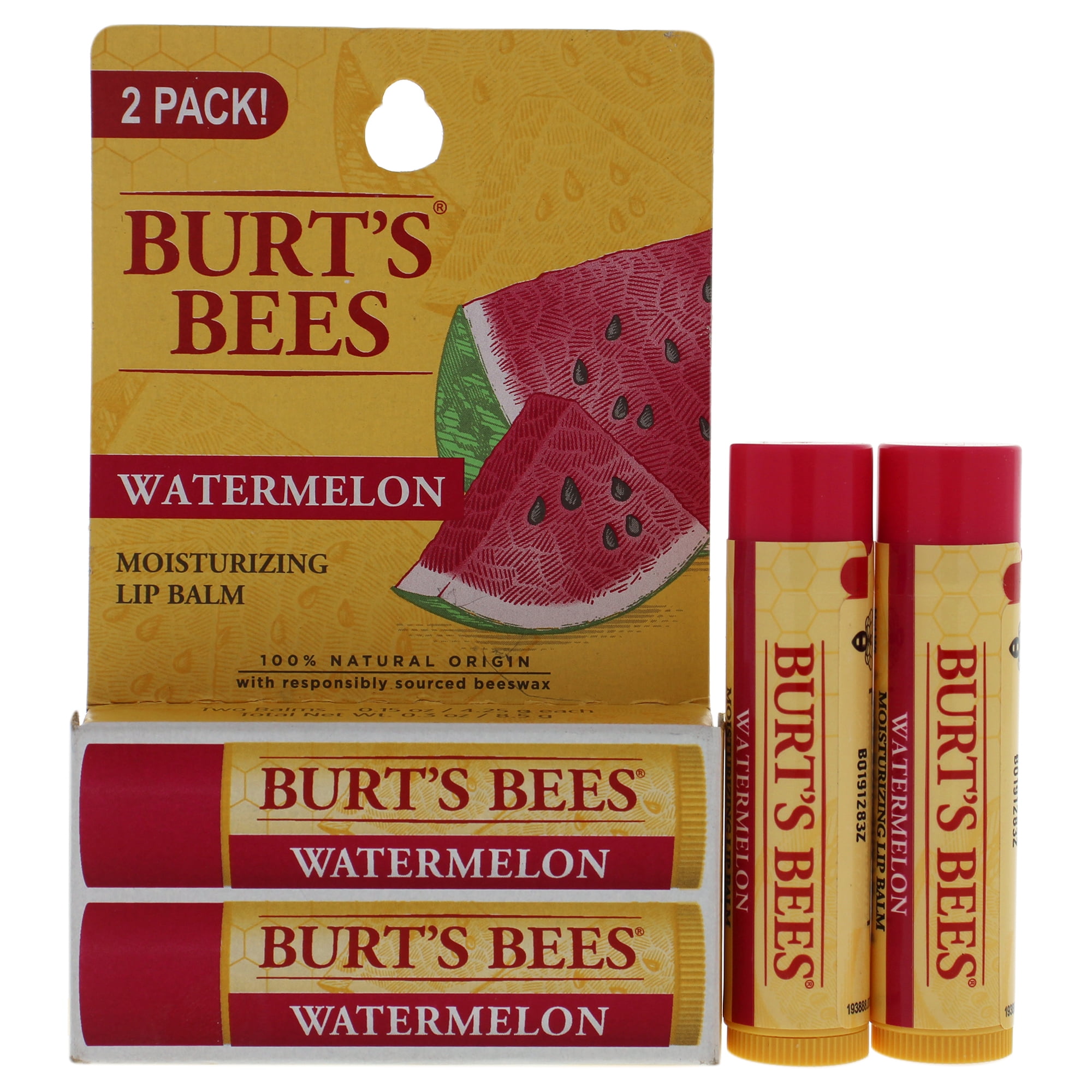 Watermelon Moisturizer Lip Balm Blister by Burts Bees for Unisex 2 x