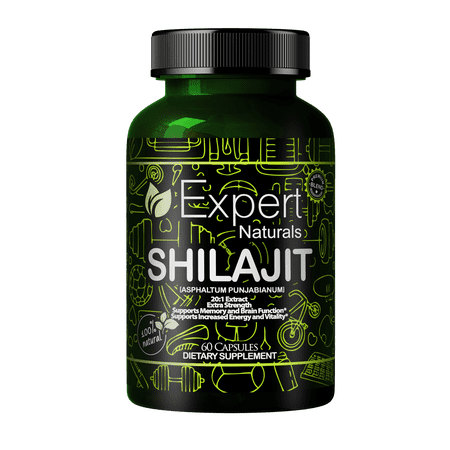 Expert Naturals Shilajit 20:1 Extract Extra Strength 7000mg per Serving 60 Capsules