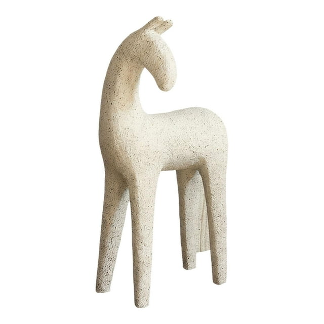 Estatua de caballo, adorno de mesa, colección moderna creativa, escultura animal de resina Beige grande