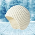 thumbnail image 2 of XIAOCHA Women’S Rib‑Knit Ear‑Cover Beanie Solid Hats Fall‑Winter Outdoor Toque,White, 2 of 4
