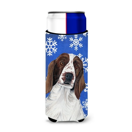 

Caroline s Treasures SC9380MUK Welsh Springer Spaniel Winter Snowflakes Holiday Ultra Hugger for slim cans Slim Can