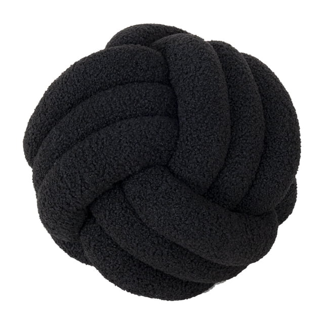 Almohada de bola anudada tejida a mano, almohada Sherpa para decoración del hogar, almohada para sofá, cojín para cabecera, diámetro de 28CM, negro BANYUO Electrónica