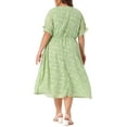 thumbnail image 4 of DARING DIVA Plus Size Midi Bubble Sleeve Semi Sheer Fit Flare Dress 2X Grass Green, 4 of 6