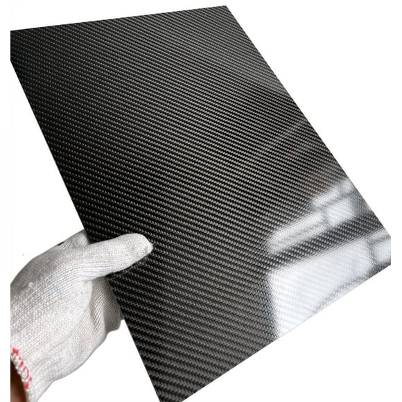 Plaque de Fibre de Carbone Brillante 3x300x400mm Panneau Miroir en Sergé 3K